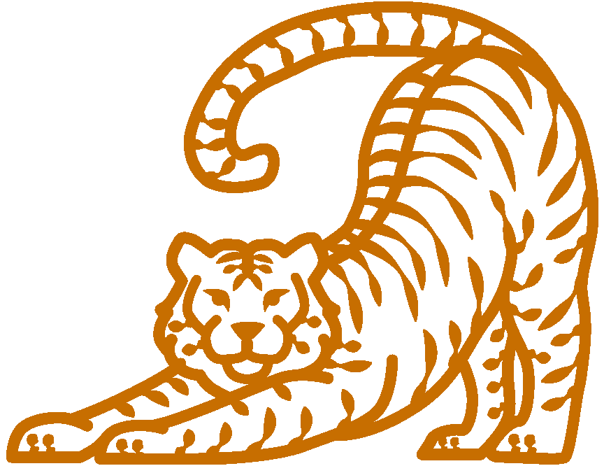 Yoga 108 Bali Logo Orange Tiger Stretching