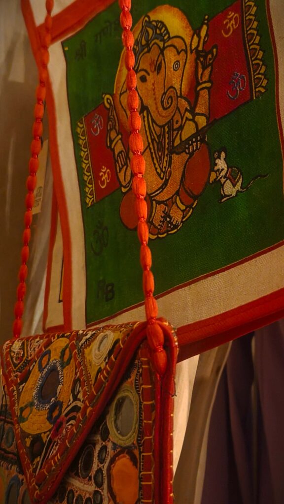 Indian Style Authentic Bags Displayed in the Good Karma Shop Balil