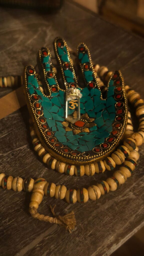 Crystal Pendant in Hand Shaped owl Good Karma Shop Bali