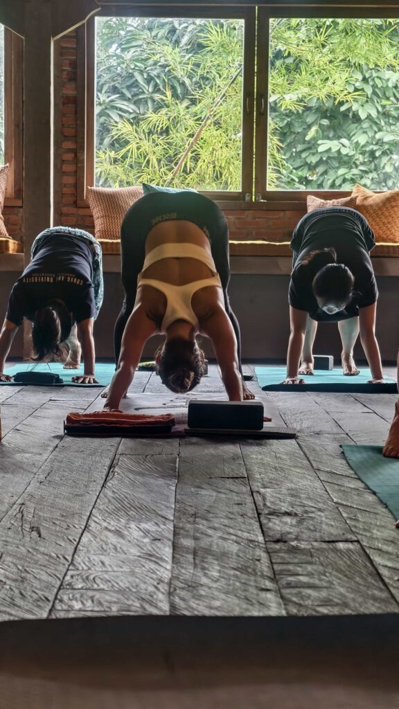 Yoga Studio Class in Downward Facing Dog 108 Seminyak