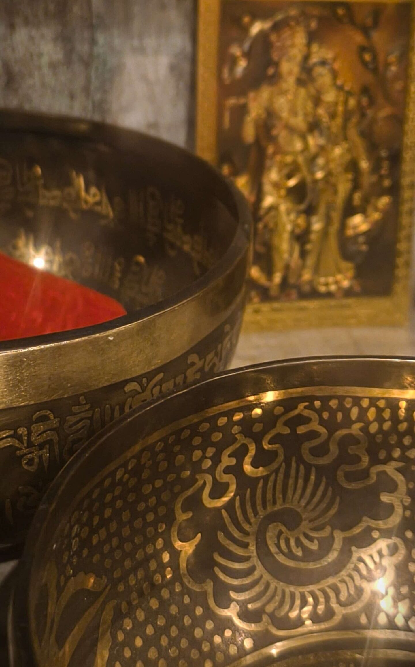 Singing bowls displayed in the Good Karma Shop Studio 108 Bali