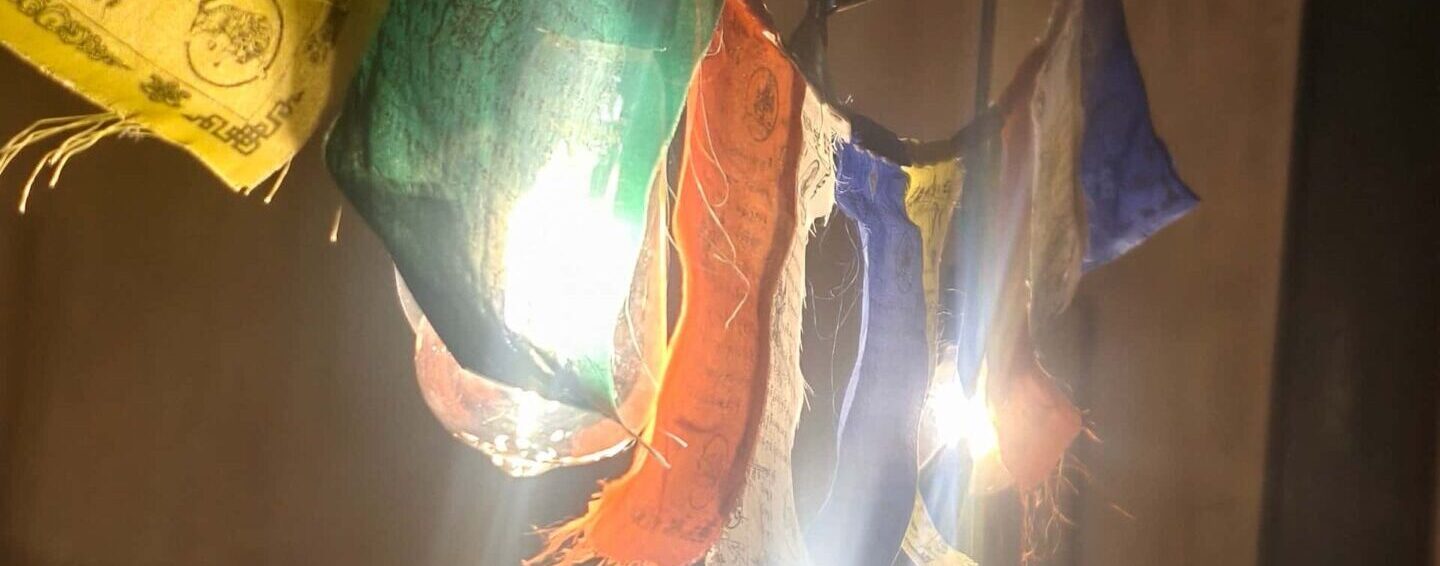 Tibetan Flags Deco0ration in the Good Karma Shop of Yoga 108 Bali