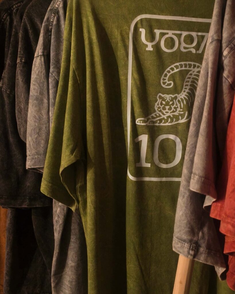 Yoga 108 Tshirts on Display in Good Karma Shop Seminyak